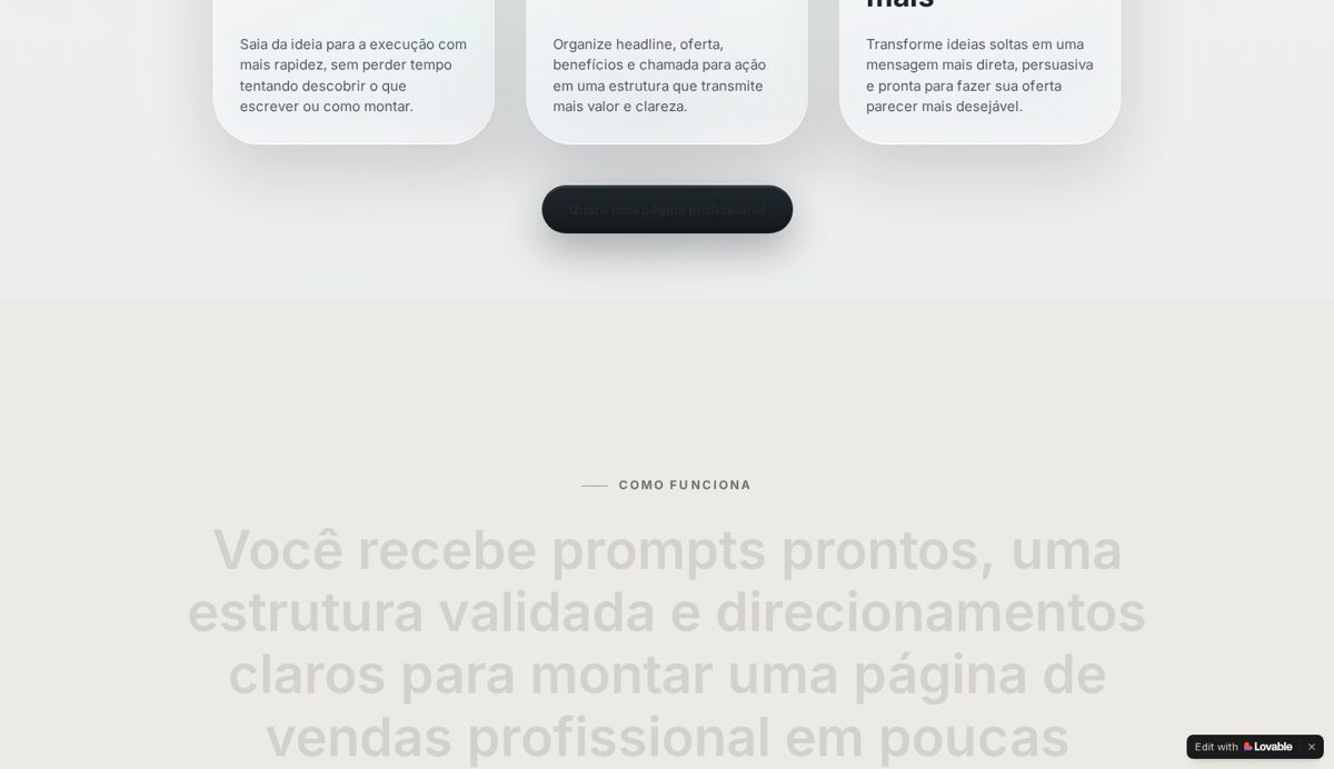 Seção interna do site Crie Páginas