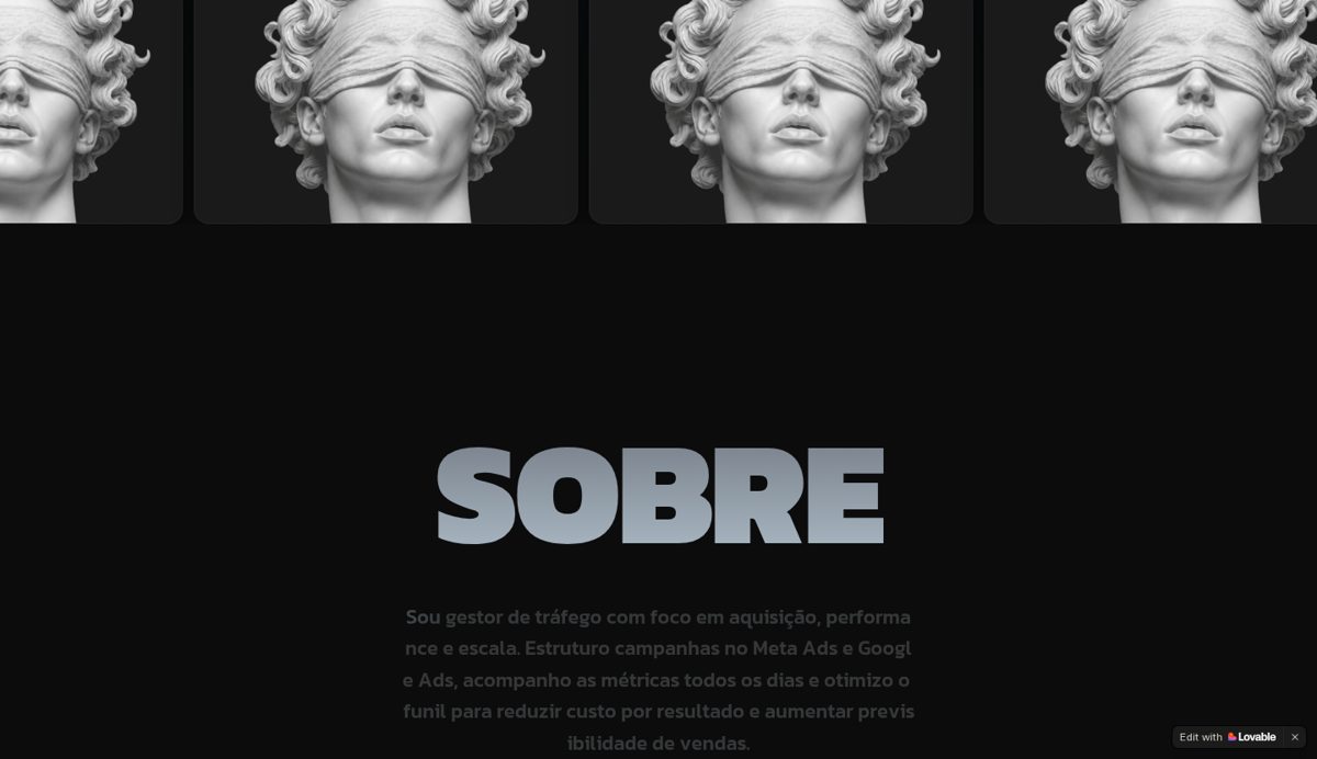 Seção interna do site Gestor de Tráfego