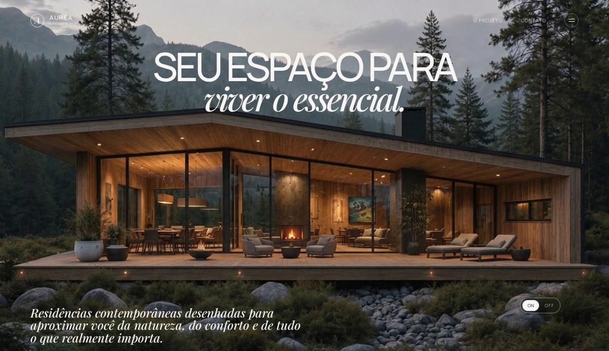 Página inicial do site Aurea Residences
