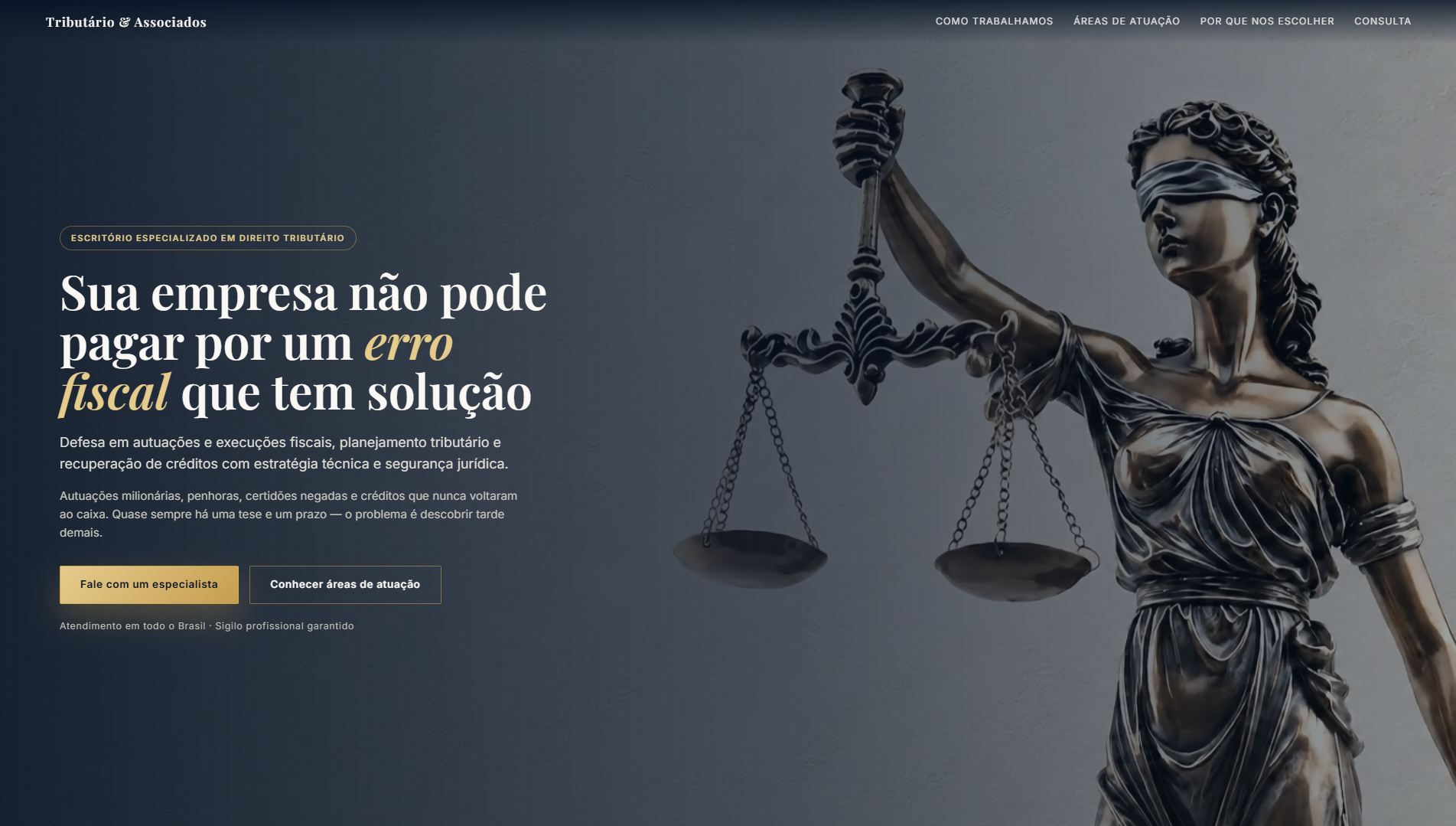 Página inicial do site Advocacia Tributária